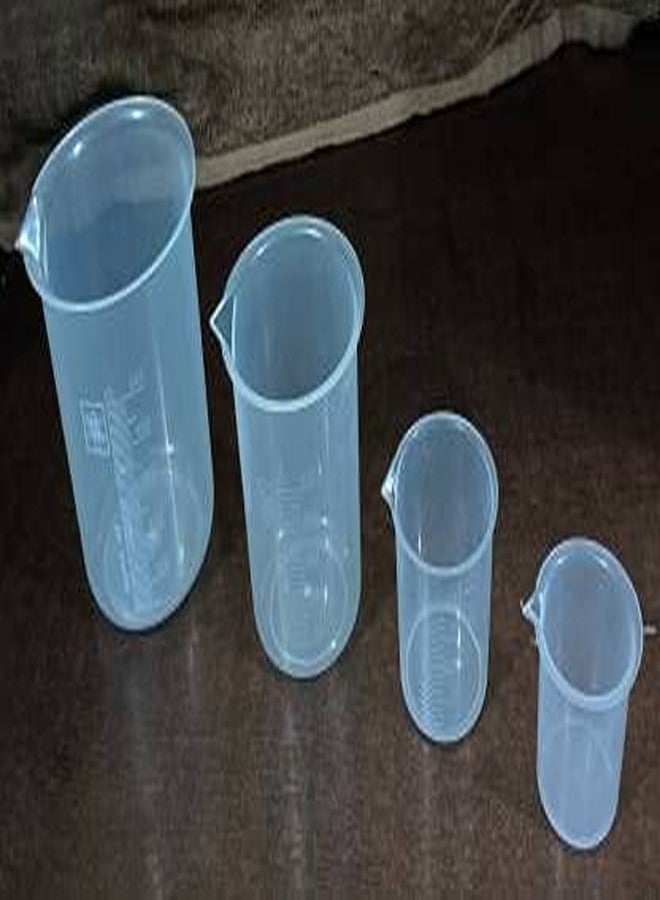 Fastro Set of 4 Transparent Plastic Measuring Beakers- Beaker Mugs Cups for Home, Kitchen, & Laboratory Use, Featuring 50ml, 100ml, 250ml, 500ml & 1000ml Sizes for Precise Liquid & Solid Measurements - Image 2